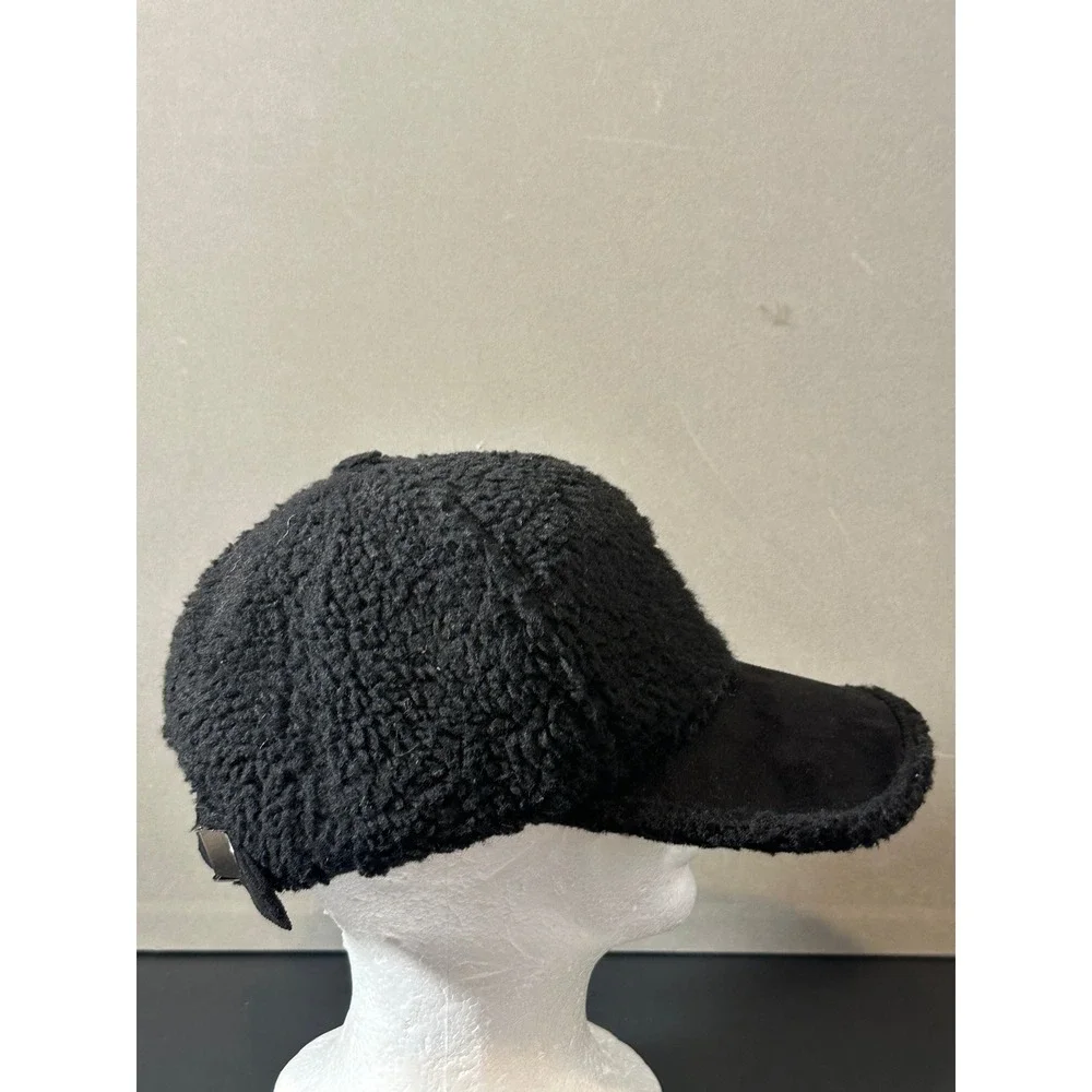 Black Borg‎ Fleece Baseball Cap Gold Embroidered R Initial Sherpa Faux Suede Hat